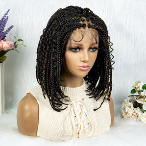 Anytime 14Inch Short Synthetic Box Braided Wigs for Women 13x3 Transparent Lace Front Bob Braided Wig with Baby Hair