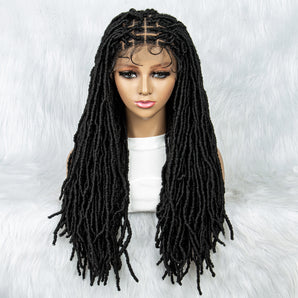 9X6 Lace Frontal Knotless Box Braid With Baby Hair Synthetic Braided Lace Front Dreadlocks Wig 26 Inches Faux Locs Wig