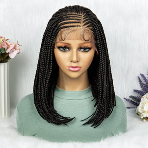 Anytime 16inch Braided Bob Wig Synthetic Lace Front Wig Braided Wig Short Straight Braiding Bob Wig