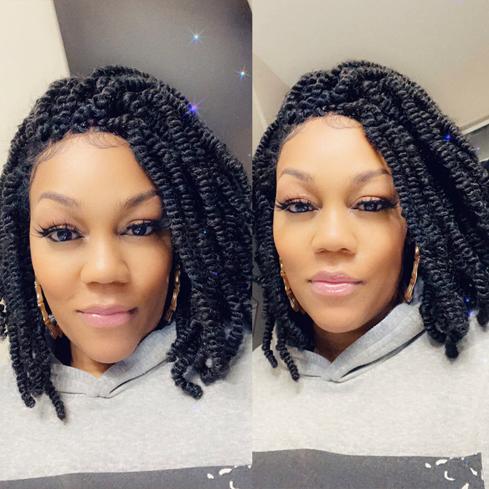 Anytime Synthetic Lace Front Short Twisted Braided Wigs Crochets Wigs