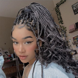 Anytime Synthetic Lace Front Braided Wig Square Knotless Box Braids Wig Short Crochet Braids Wig