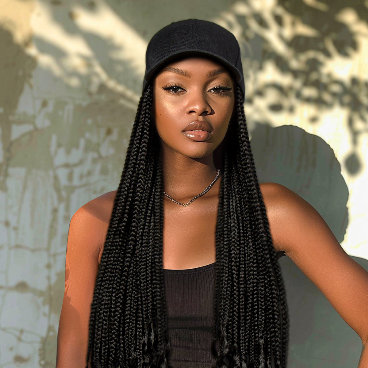 Anytime Wig Hat Braided Wig Synthetic Locs Hair Wig With Cap 30 inches