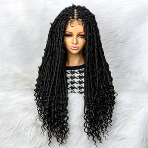 Anytime 24 Inches Braided Wigs Synthetic Lace Front Wig Knotless Box Braid Synthetic Braided Wigs