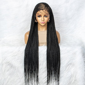 Anytime 13x6 Lace Front Braided Wigs 34Inch Natural Long Straight Braided Lace Wigs for Women