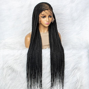 Anytime 13x6 Lace Front Braided Wigs Cornrow Braided Wig 34Inch Natural Long Straight Braided Wigs for Black Women