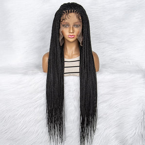 Anytime 13x6 Transparet Lace Front Handmade Synthetic Braided Wigs 36 inch Knotless Braiding Hair Wig