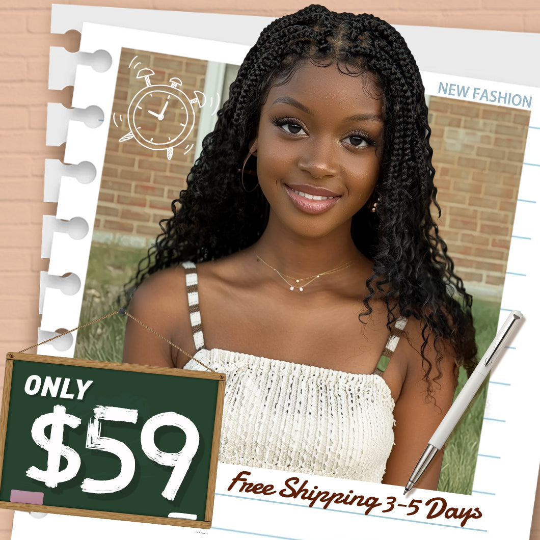 Anytime 16 inches Full Lace Synthetic Braided Wig Black curly braids