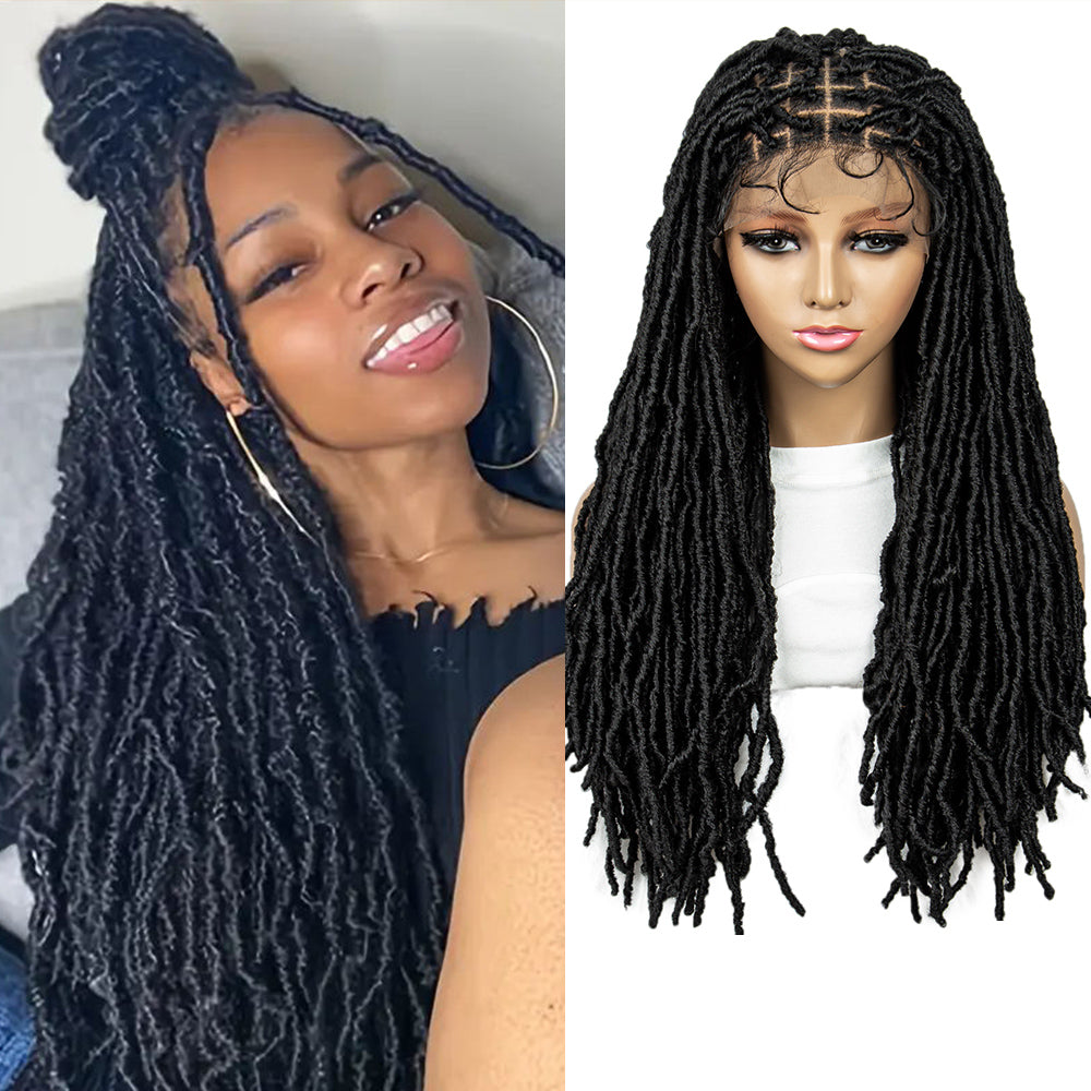 Anytime 9X6 Lace Frontal 26 Inches Knotless Synthetic Braided Wigs Dreadlocks Faux Locs Wig