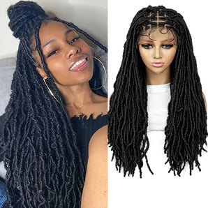 9X6 Lace Frontal Knotless Box Braid With Baby Hair Braided Lace Front Dreadlocks Wig 26 Inch